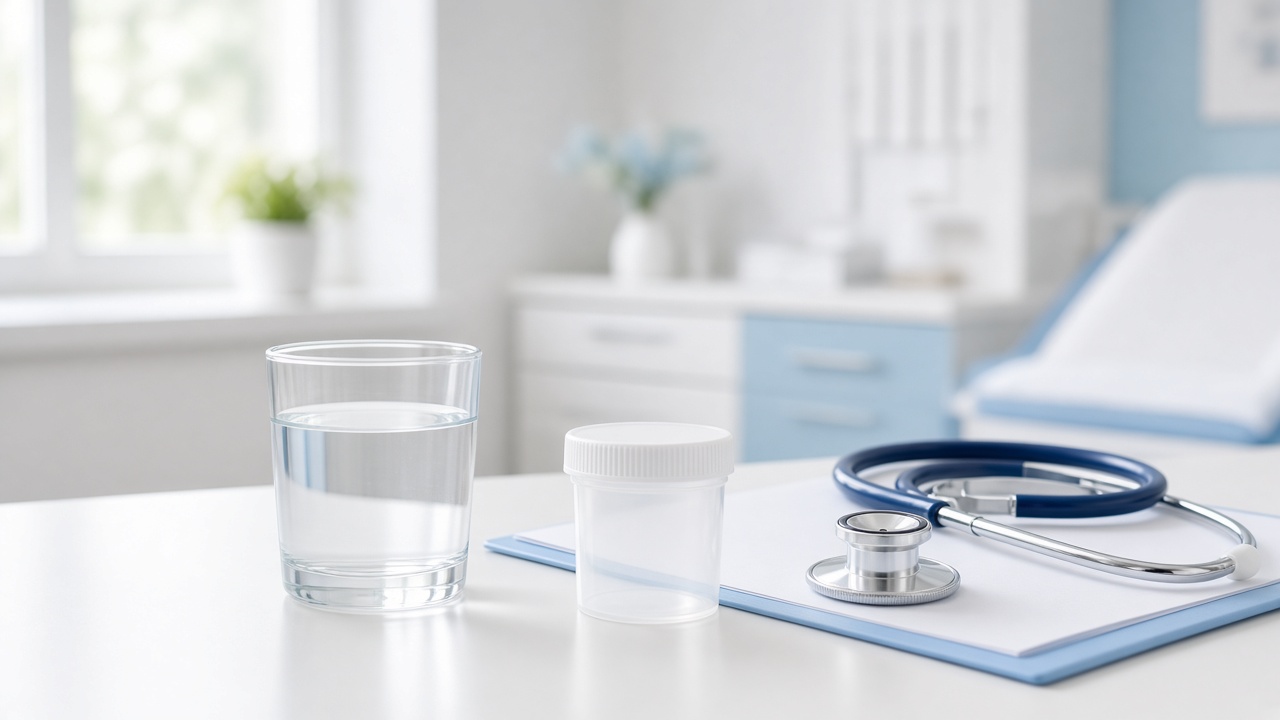 Cabinet urologic calm, pregătit pentru o discuție despre modificări ale urinei
